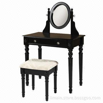 Bedroom Dresser, Adjustable Mirror, Black or White Color Finish